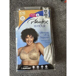 Playtex White Wirefree 18 Hour Floral Bra Size 46DDD